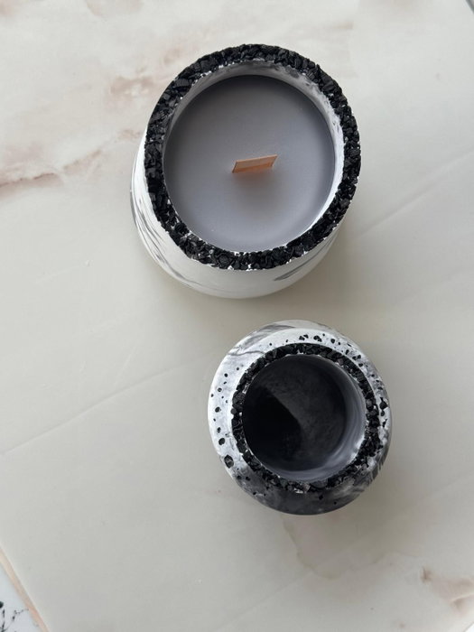 Aberto Design Glamour Candle 43ST - Juego de 3 Velas de Soja Gris y Blanco